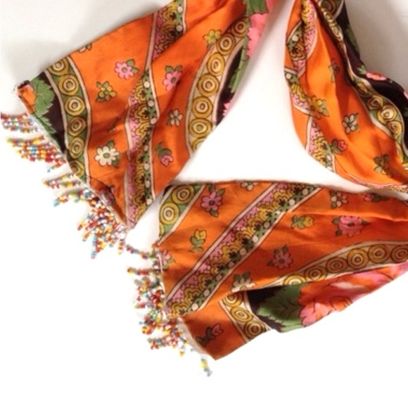 Vintage 70s trim multicolor beads front 1” length 2 yards ribbon - Picture 5 of 12